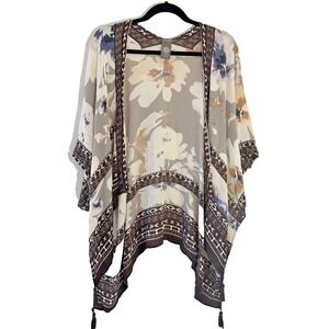 Vince Camuto Woman Open Front Kimono One Sz Boho Western Beachy Festival Floral